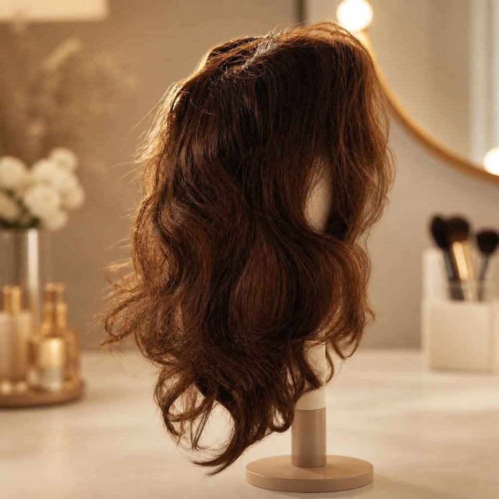 Wavy auburn clip-in Hair Topper